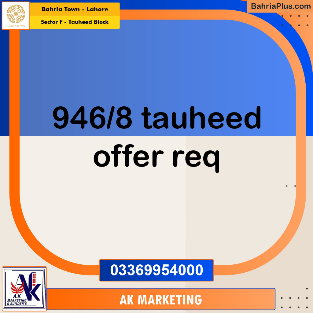 10 Marla Residential Plot for Sale in Sector F - Tauheed Block -  Bahria Town, Lahore - (BP-357747)