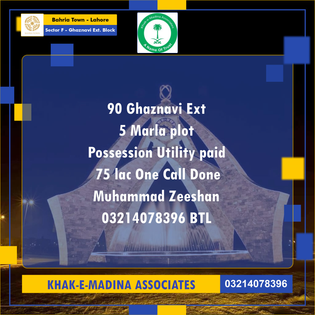 5 Marla Residential Plot for Sale in Sector F - Ghaznavi Ext. Block -  Bahria Town, Lahore - (BP-357754)