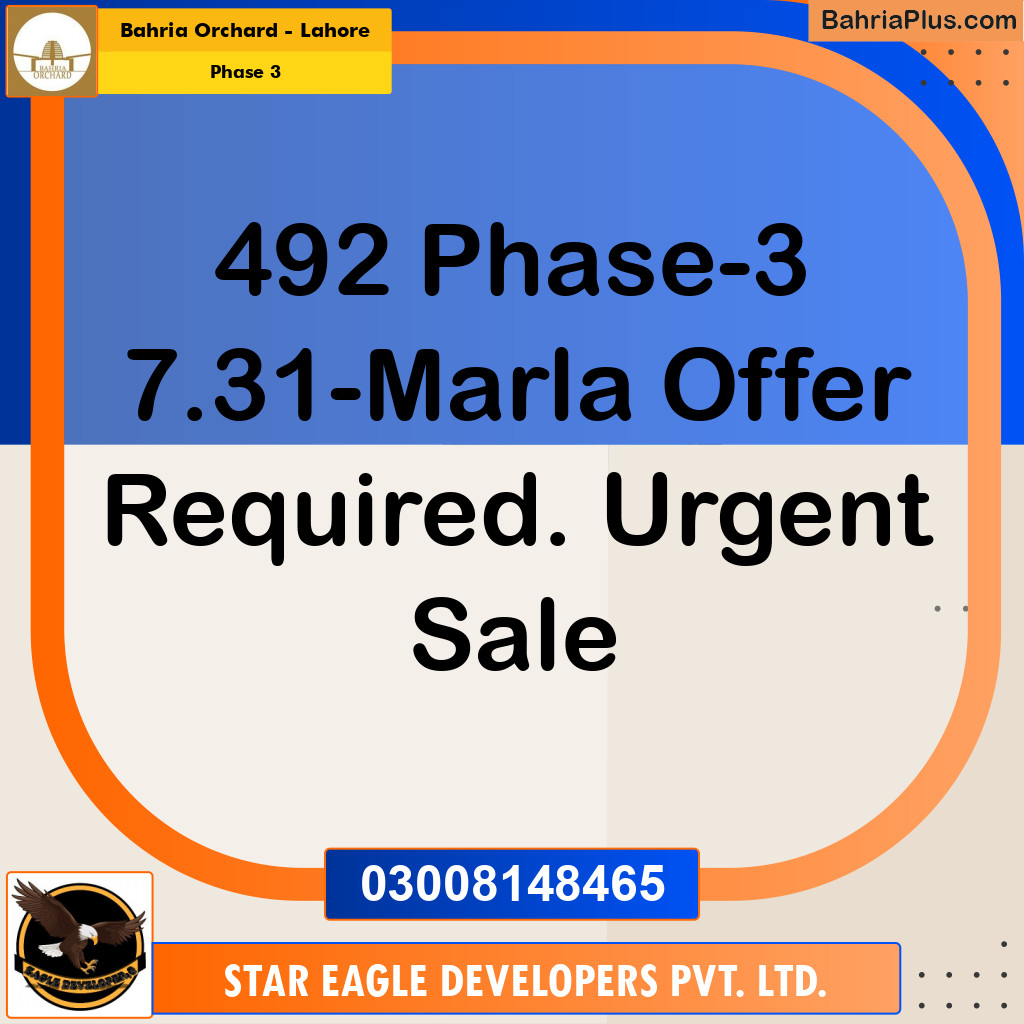 7.31 Marla Residential Plot for Sale in Phase 3 -  Bahria Orchard, Lahore - (BP-357783)