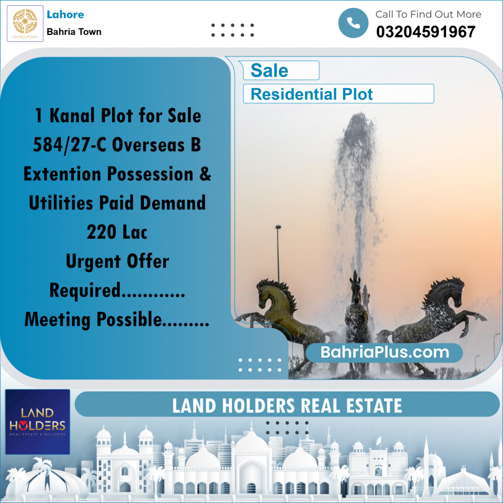 Residential Plot for Sale in Bahria Town, Lahore - (BP-357817)
