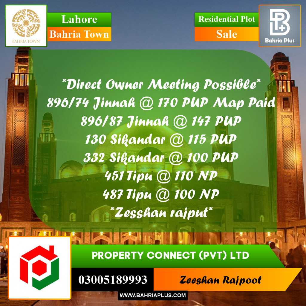Residential Plot for Sale in Bahria Town, Lahore - (BP-357822)