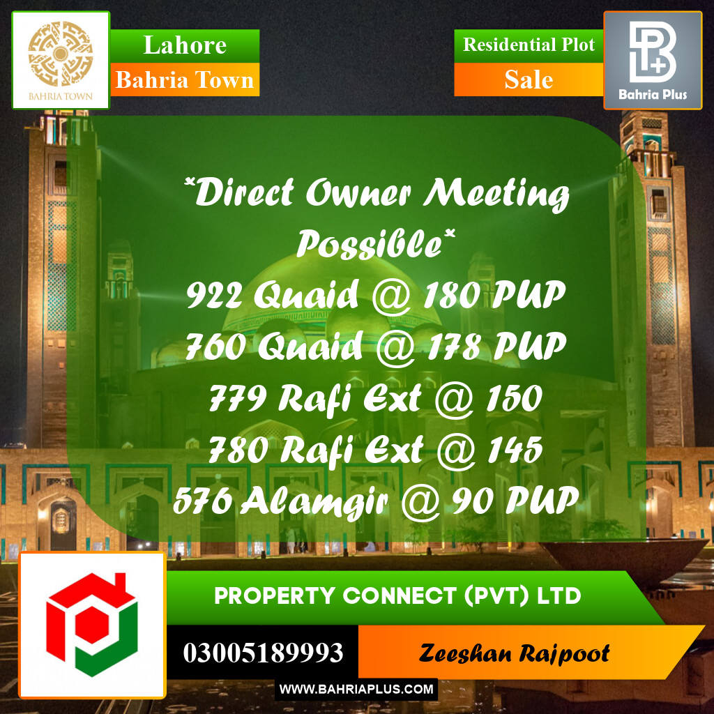 Residential Plot for Sale in Bahria Town, Lahore - (BP-357826)