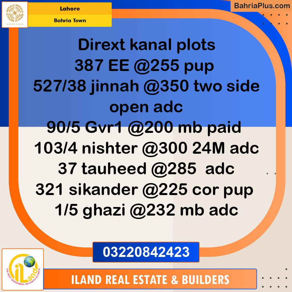 Residential Plot for Sale in Bahria Town, Lahore - (BP-357861)