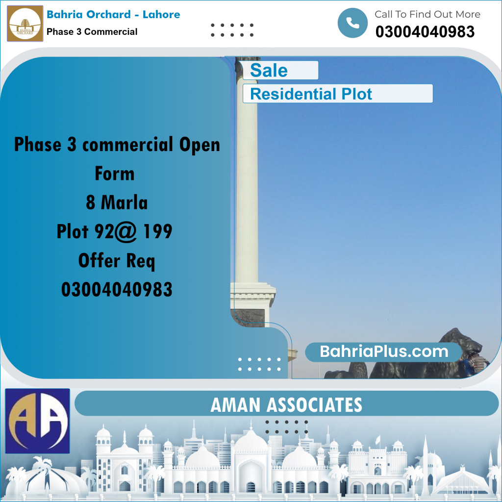 Residential Plot for Sale in Phase 3 Commercial -  Bahria Orchard, Lahore - (BP-357873)