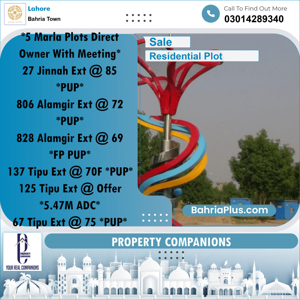 Residential Plot for Sale in Bahria Town, Lahore - (BP-357911)