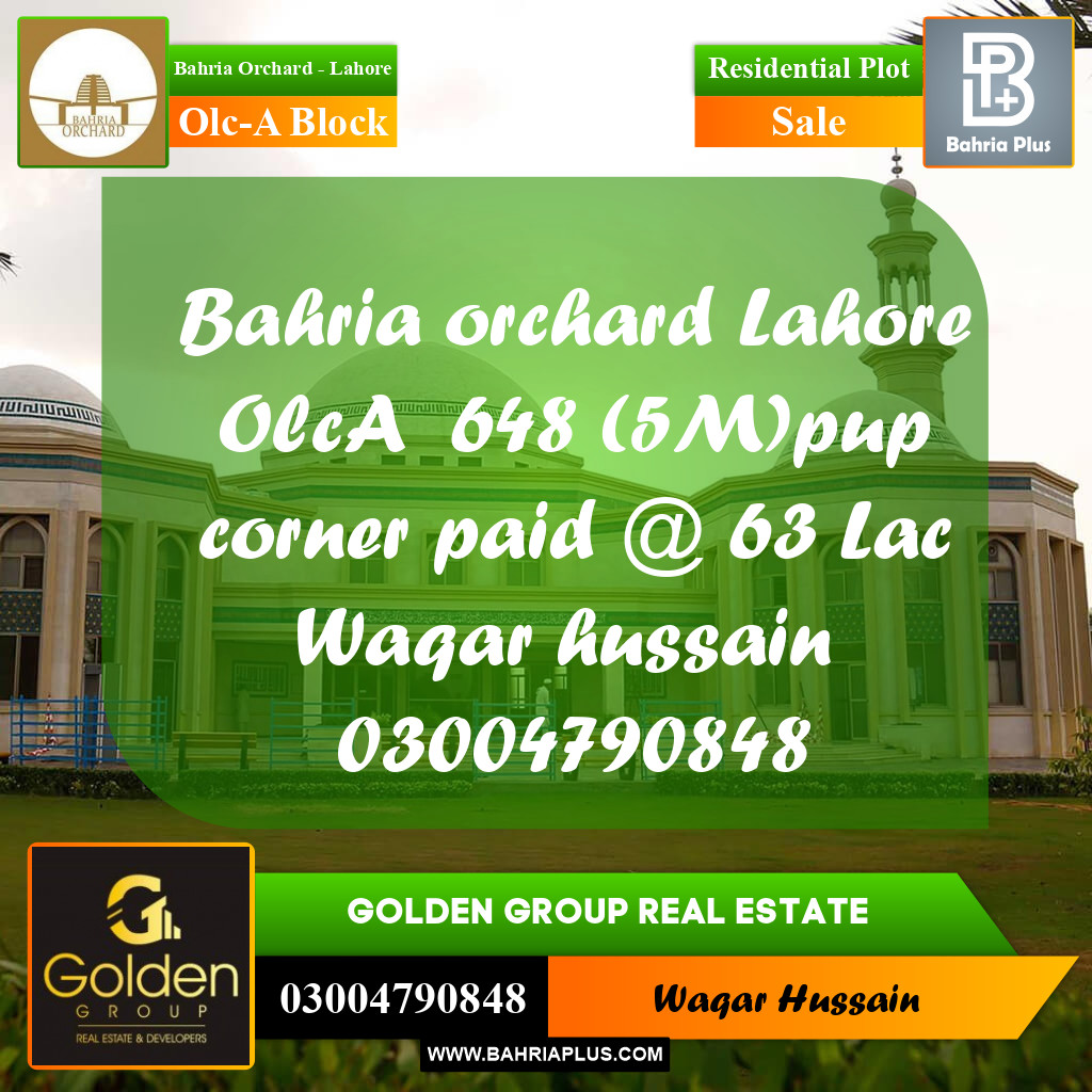 5 Marla Residential Plot for Sale in OLC-A Block -  Bahria Orchard, Lahore - (BP-357937)