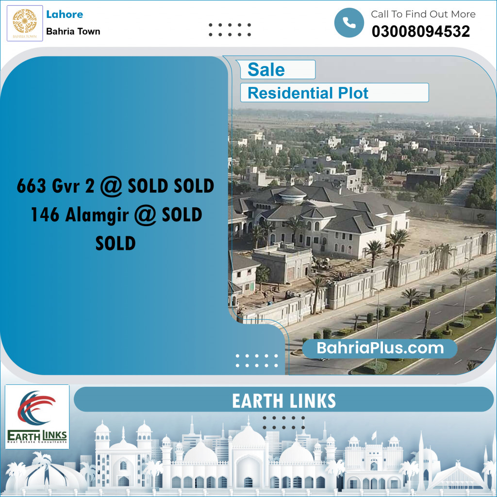 10 Marla Residential Plot for Sale in Bahria Town, Lahore - (BP-357938)