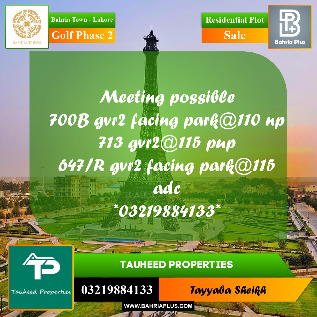 10 Marla Residential Plot for Sale in Golf Phase 2 -  Bahria Town, Lahore - (BP-357951)