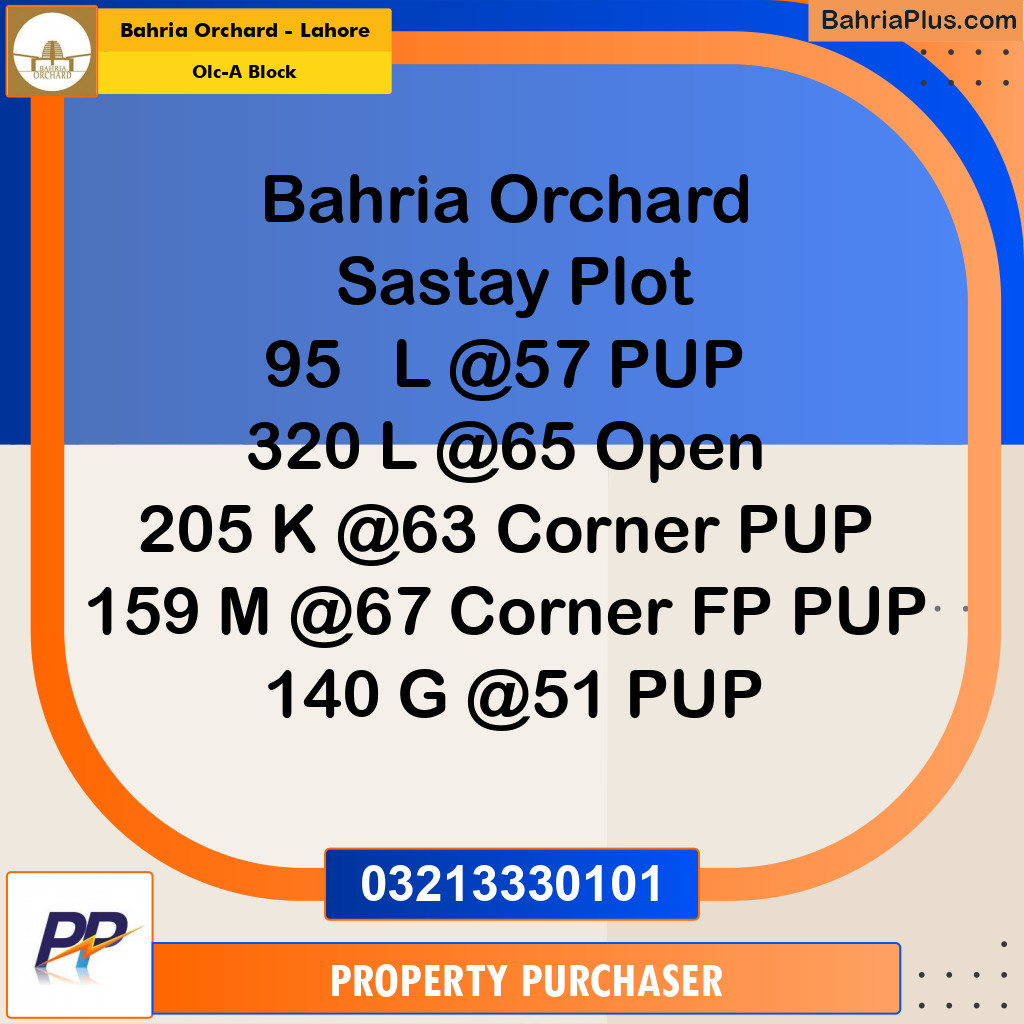 5 Marla Residential Plot for Sale in OLC-A Block -  Bahria Orchard, Lahore - (BP-357958)
