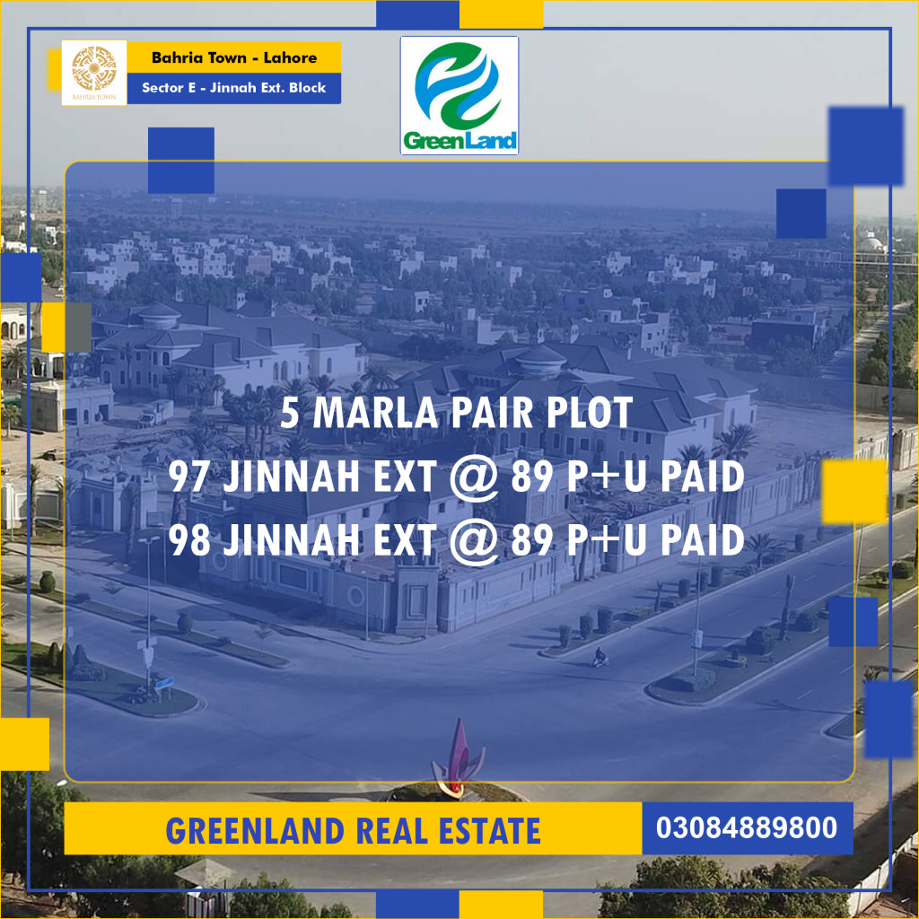 5 Marla Residential Plot for Sale in Sector E - Jinnah Ext. Block -  Bahria Town, Lahore - (BP-357966)