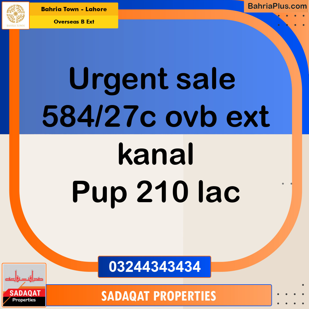 1 Kanal Residential Plot for Sale in Overseas B Ext -  Bahria Town, Lahore - (BP-357988)