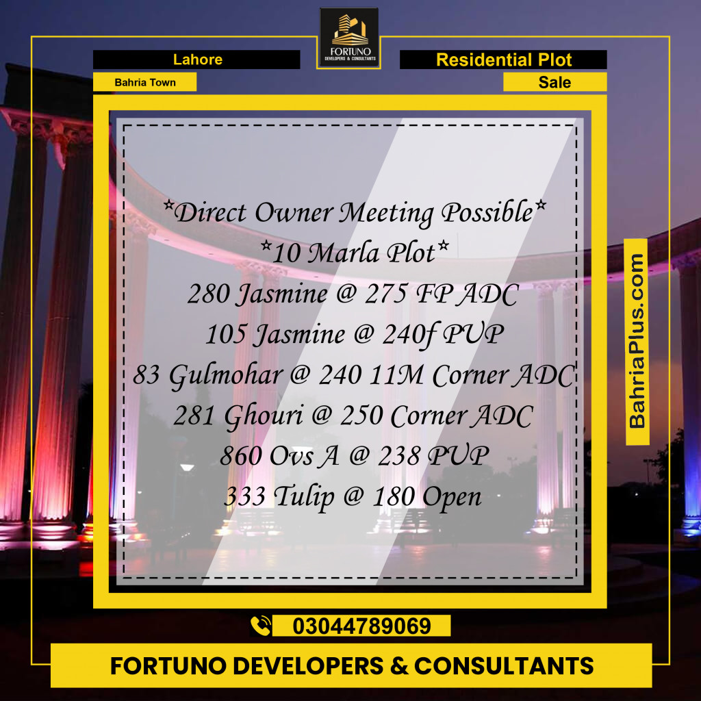 Residential Plot for Sale in Bahria Town, Lahore - (BP-358106)