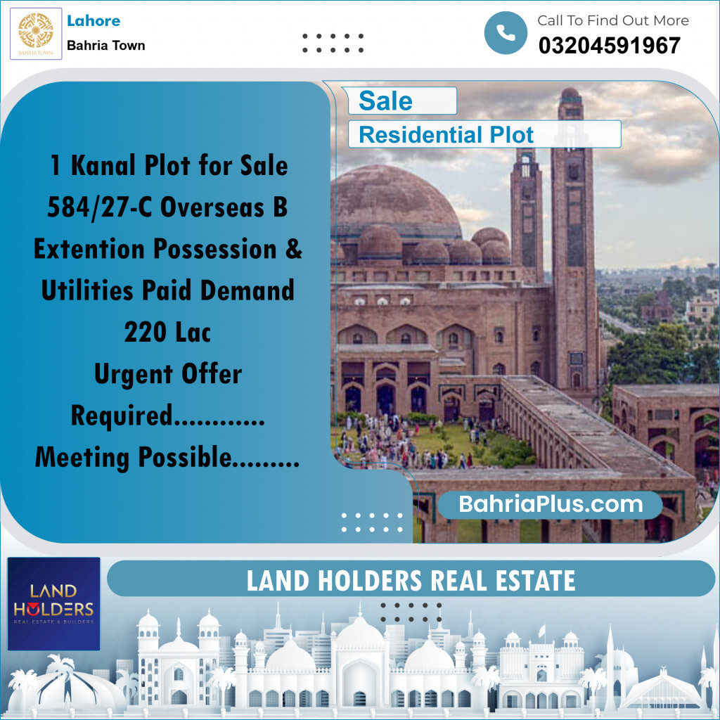 Residential Plot for Sale in Bahria Town, Lahore - (BP-358107)