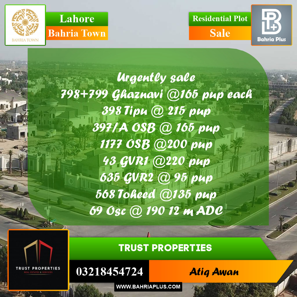 Residential Plot for Sale in Bahria Town, Lahore - (BP-358113)