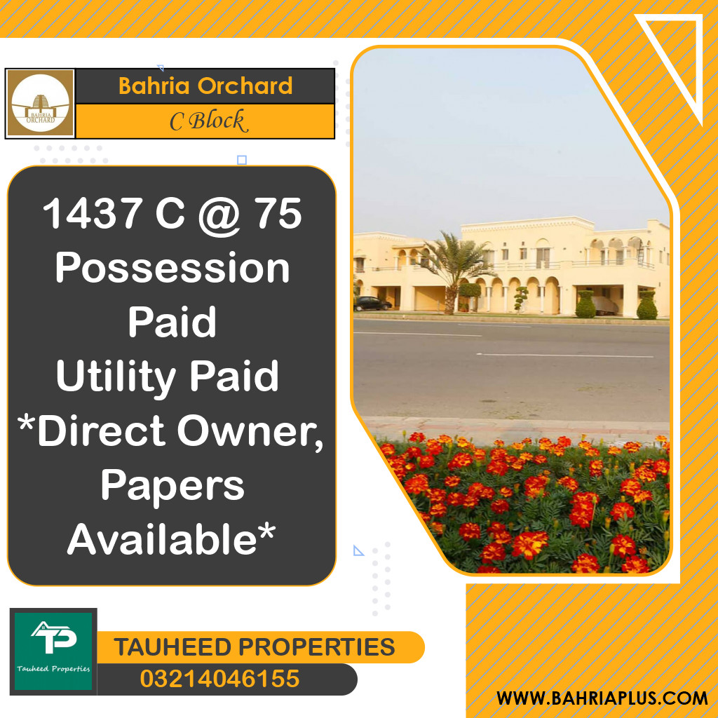 5 Marla Residential Plot for Sale in Phase 2 - C Block -  Bahria Orchard, Lahore - (BP-358132)