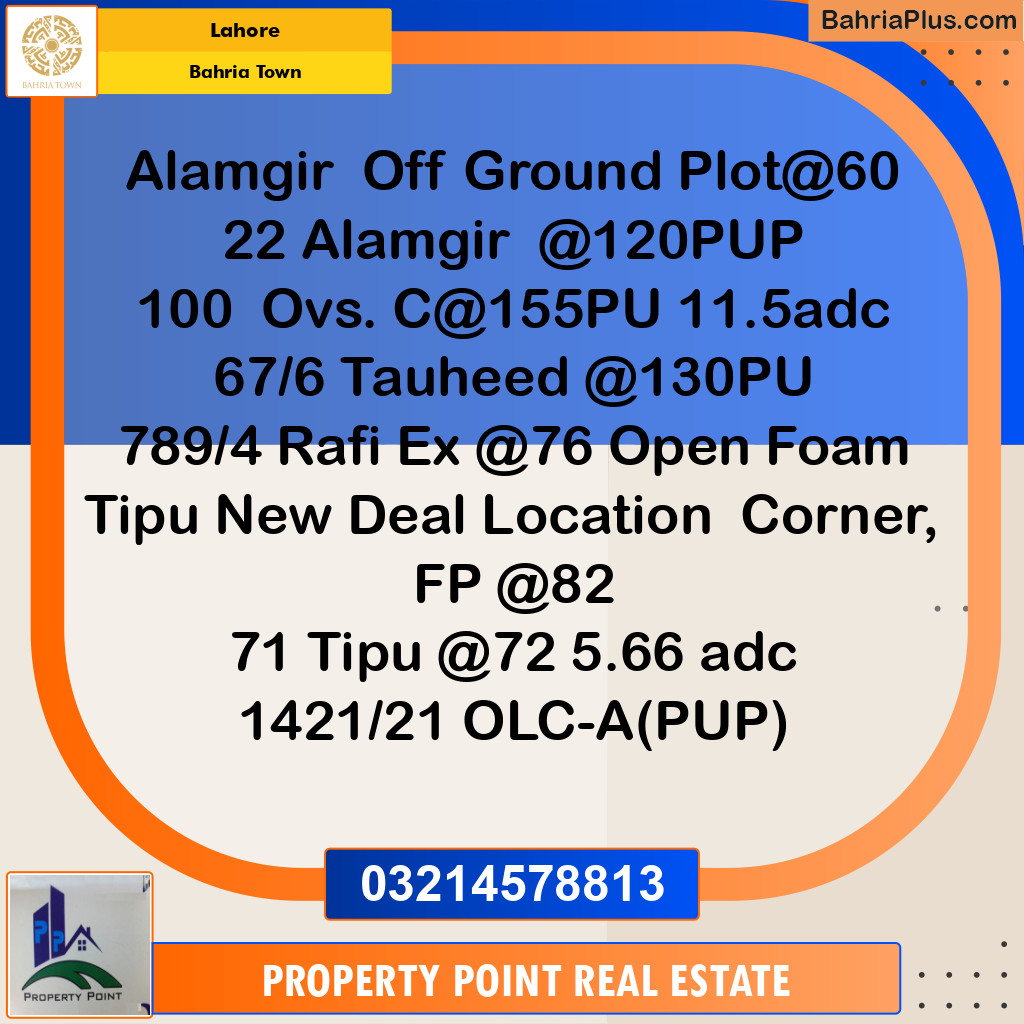 Residential Plot for Sale in Bahria Town, Lahore - (BP-358163)