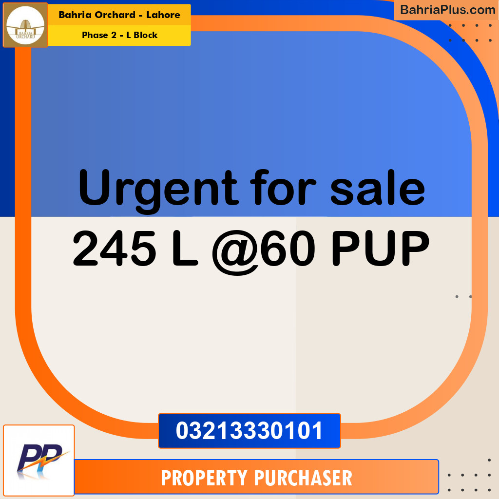 5 Marla Residential Plot for Sale in Phase 2 - L Block -  Bahria Orchard, Lahore - (BP-358228)