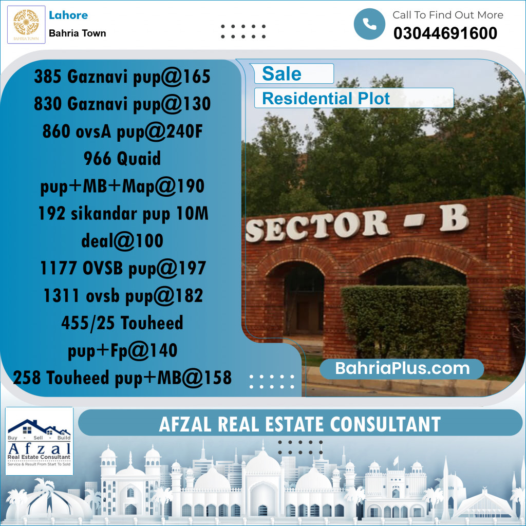 Residential Plot for Sale in Bahria Town, Lahore - (BP-358246)