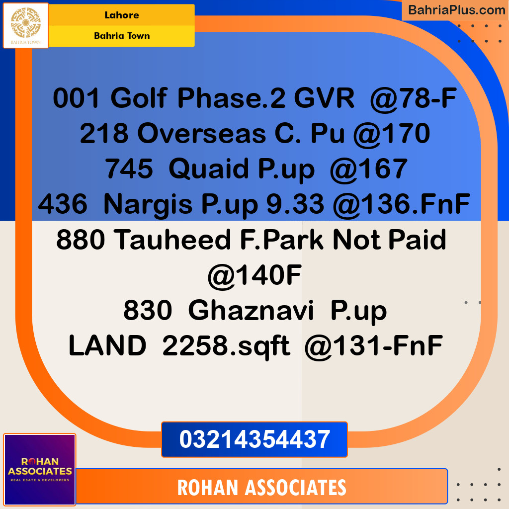 Residential Plot for Sale in Bahria Town, Lahore - (BP-358261)