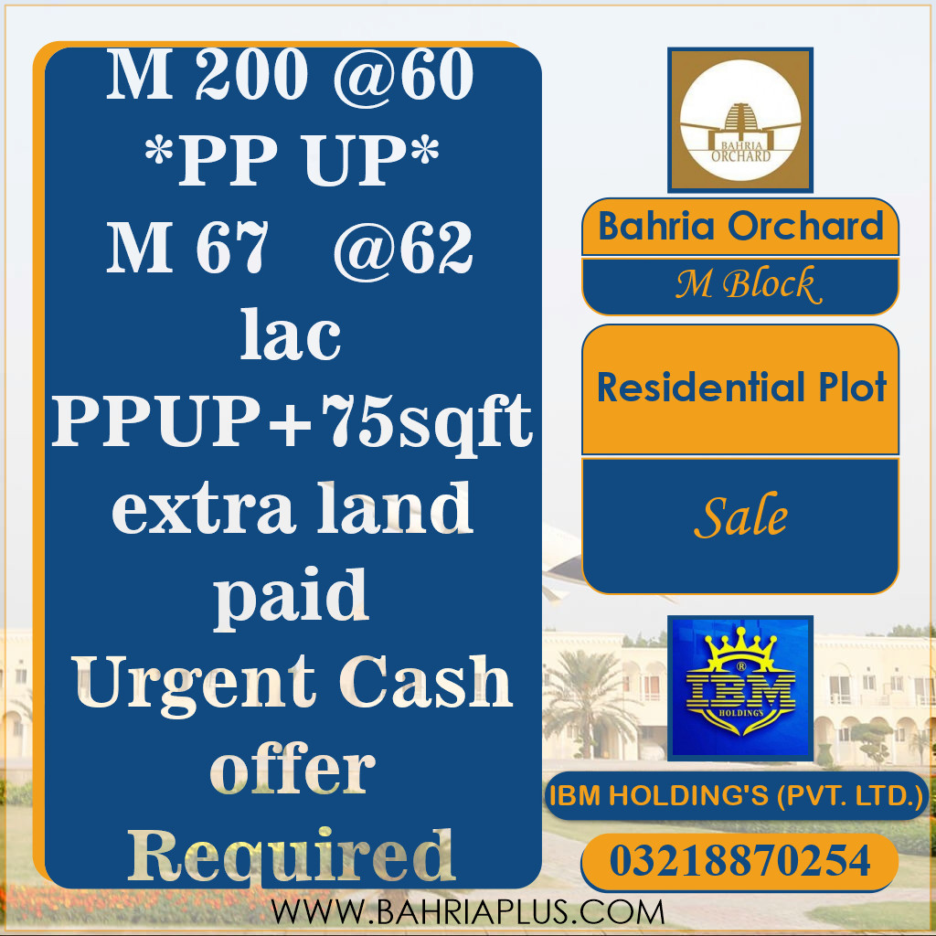 5 Marla Residential Plot for Sale in Phase 2 - M Block -  Bahria Orchard, Lahore - (BP-358276)