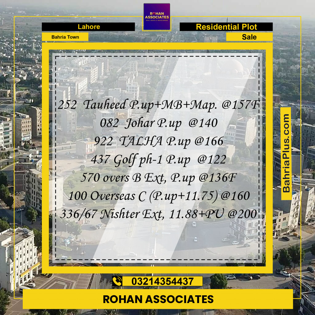 Residential Plot for Sale in Bahria Town, Lahore - (BP-358284)