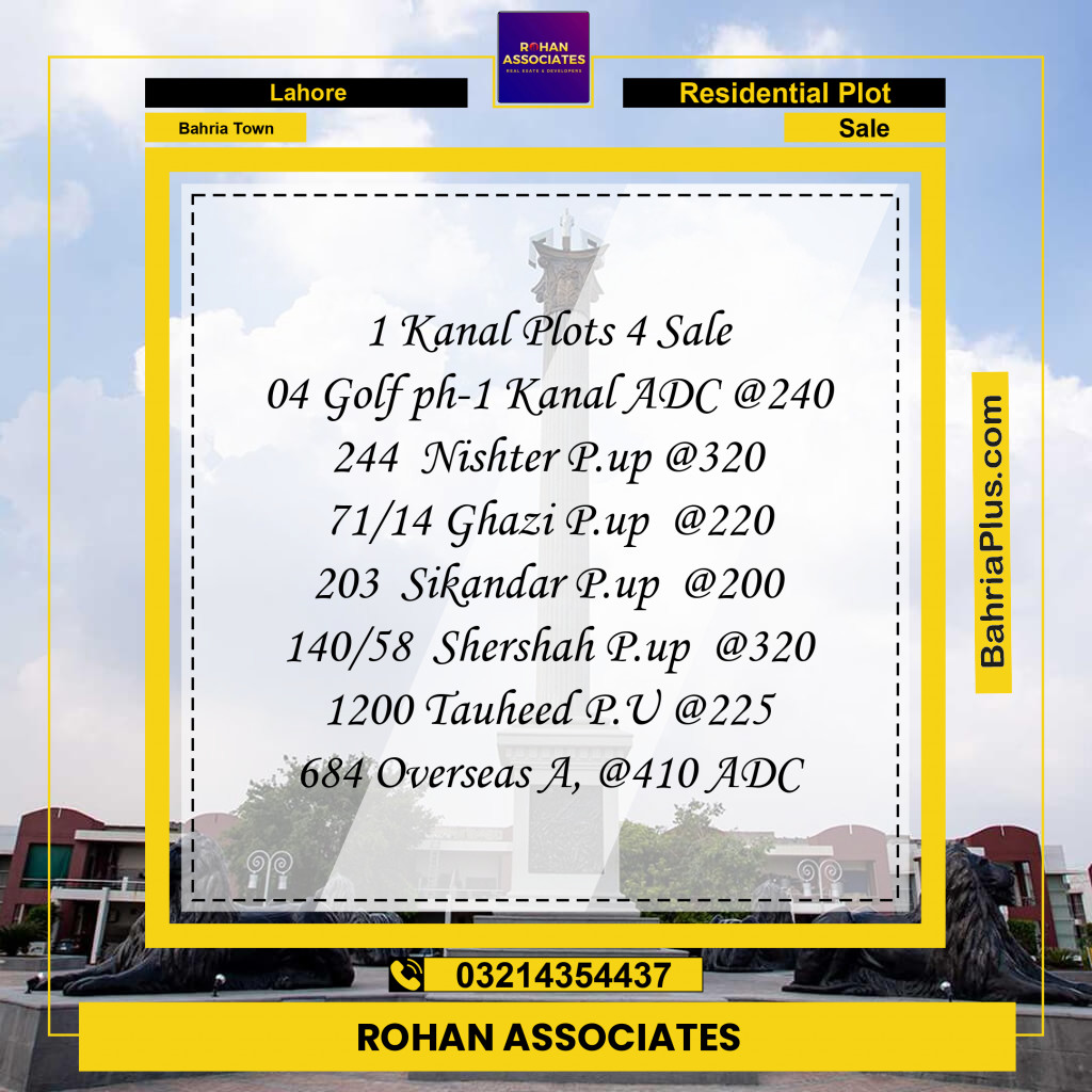 Residential Plot for Sale in Bahria Town, Lahore - (BP-358286)