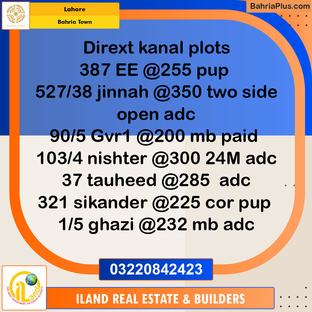 Residential Plot for Sale in Bahria Town, Lahore - (BP-358291)