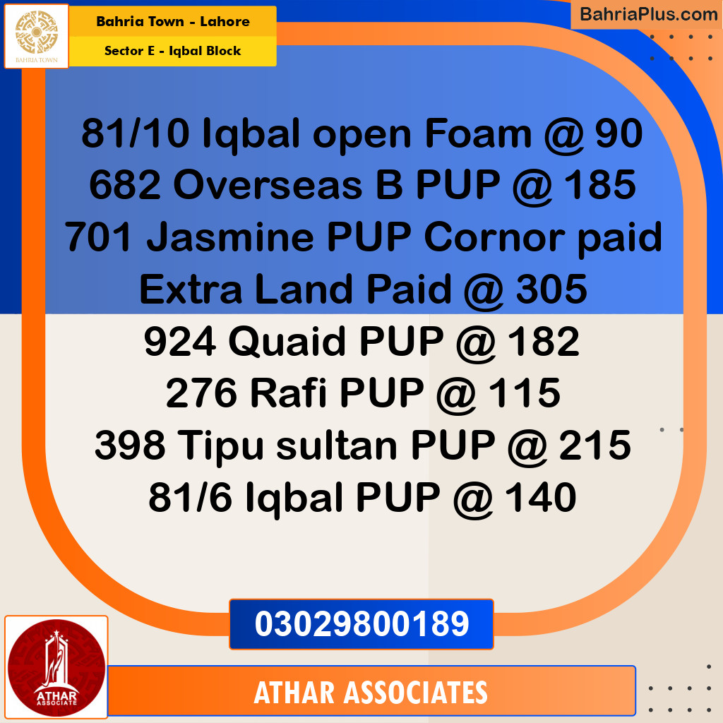 5 Marla Residential Plot for Sale in Sector E - Iqbal Block -  Bahria Town, Lahore - (BP-358299)