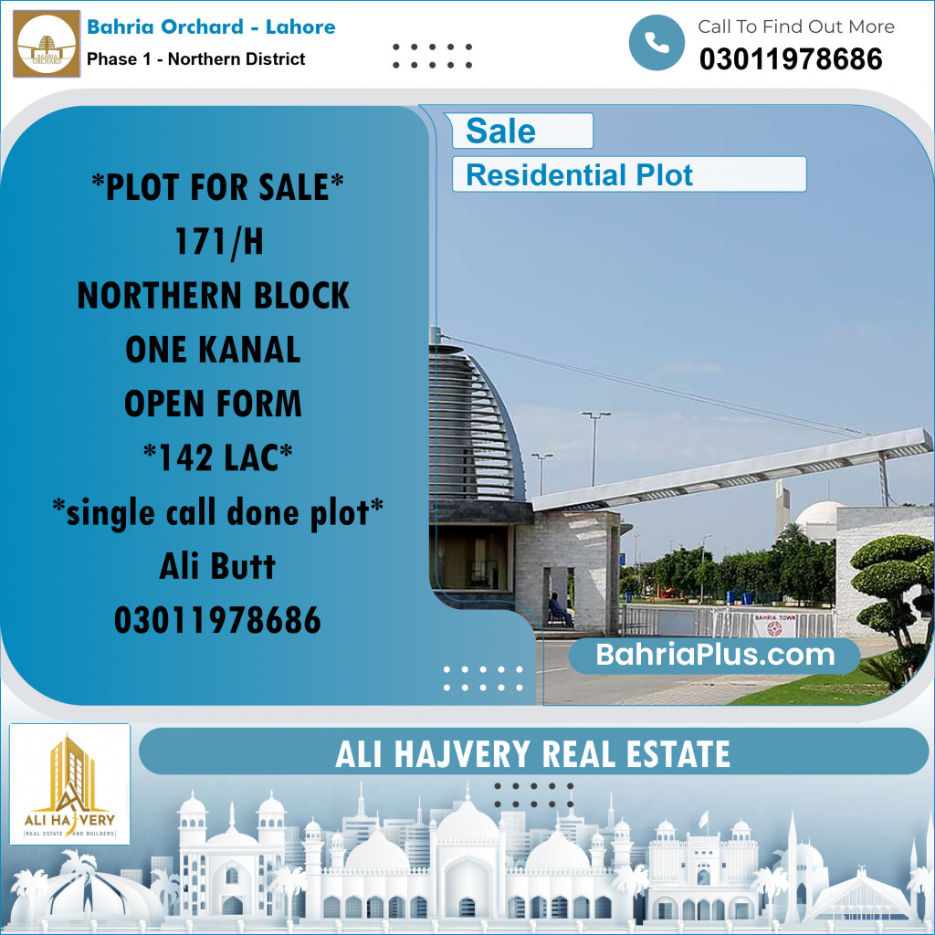 1 Kanal Residential Plot for Sale in Phase 1 - Northern District -  Bahria Orchard, Lahore - (BP-358308)