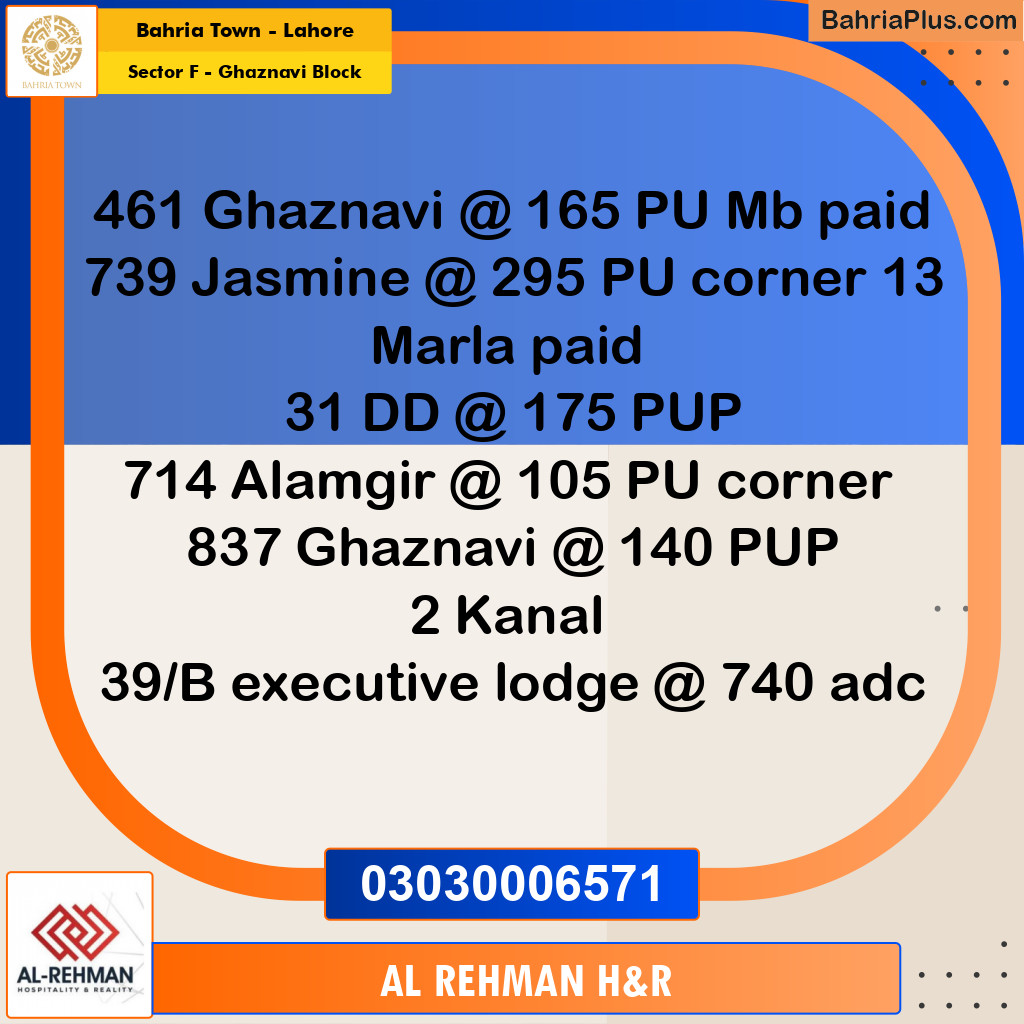 10 Marla Residential Plot for Sale in Sector F - Ghaznavi Block -  Bahria Town, Lahore - (BP-358334)