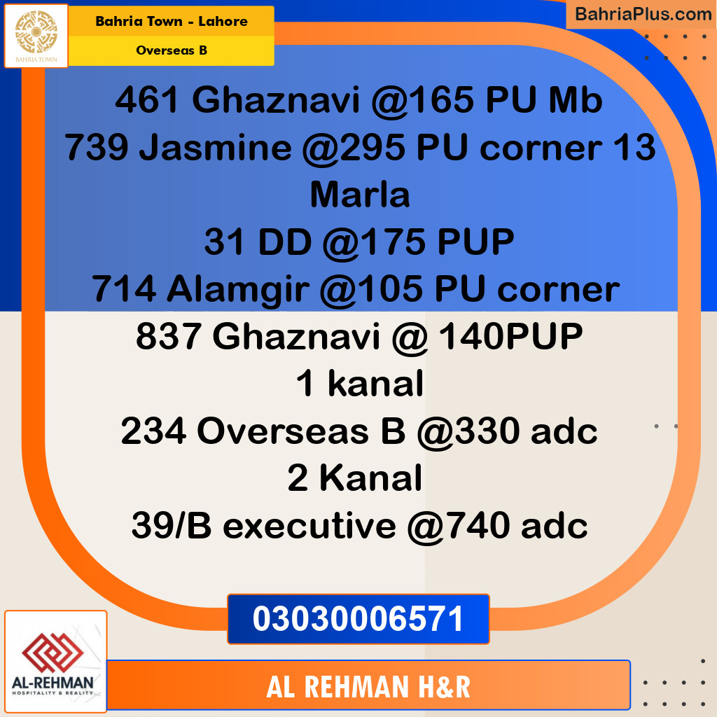 1 Kanal Residential Plot for Sale in Overseas B -  Bahria Town, Lahore - (BP-358335)