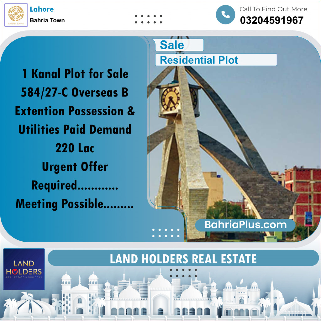 Residential Plot for Sale in Bahria Town, Lahore - (BP-358341)