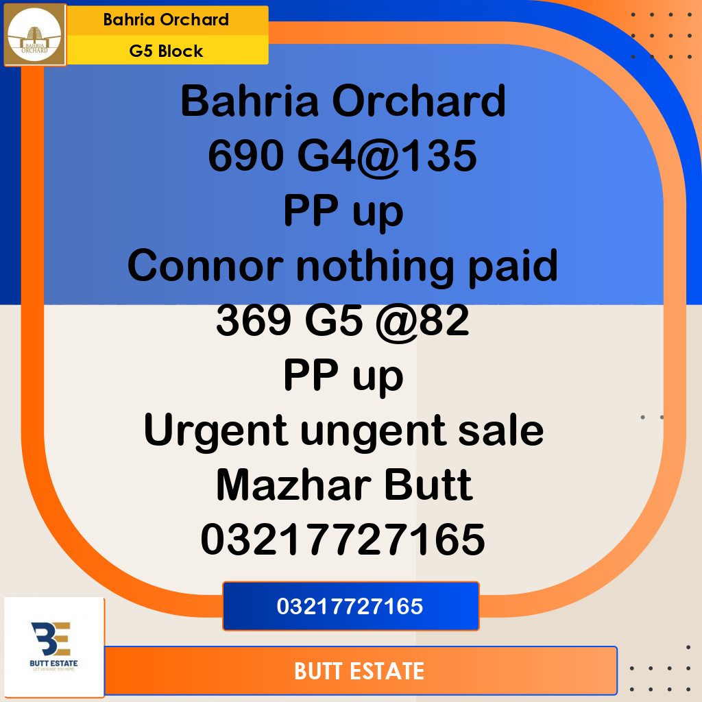 10 Marla Residential Plot for Sale in Phase 4 - G5 Block - Bahria Orchard, Lahore - (BP-358348)