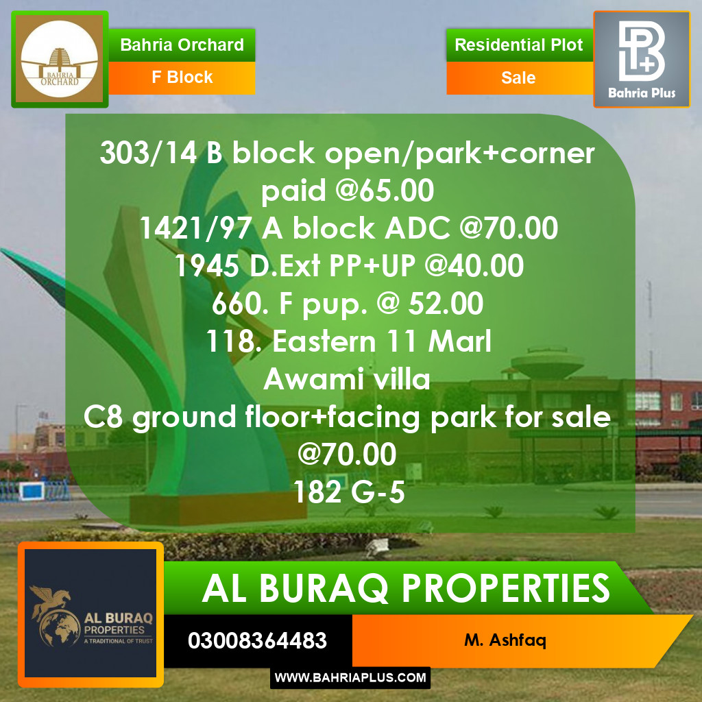 5 Marla Residential Plot for Sale in Phase 2 - F Block - Bahria Orchard, Lahore - (BP-358379)