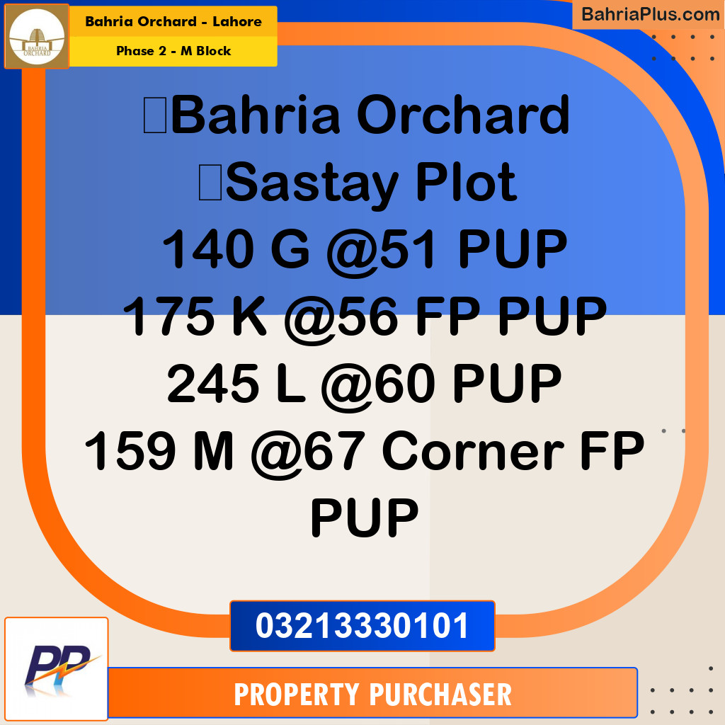 5 Marla Residential Plot for Sale in Phase 2 - M Block -  Bahria Orchard, Lahore - (BP-358381)