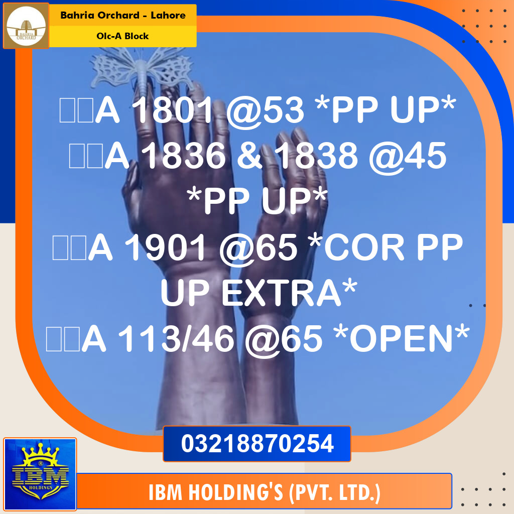 5 Marla Residential Plot for Sale in OLC-A Block -  Bahria Orchard, Lahore - (BP-358392)