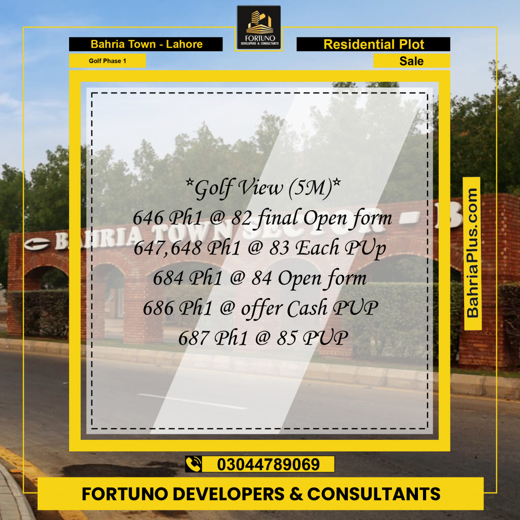 5 Marla Residential Plot for Sale in Golf Phase 1 -  Bahria Town, Lahore - (BP-358396)