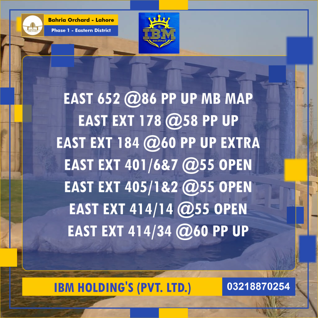 5 Marla Residential Plot for Sale in Phase 1 - Eastern District -  Bahria Orchard, Lahore - (BP-358397)