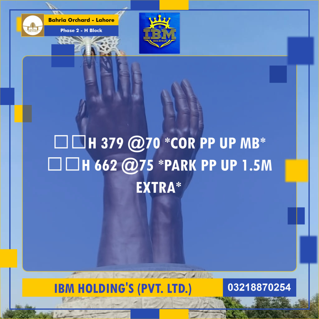 8 Marla Residential Plot for Sale in Phase 2 - H Block - Bahria Orchard, Lahore - (BP-358399)