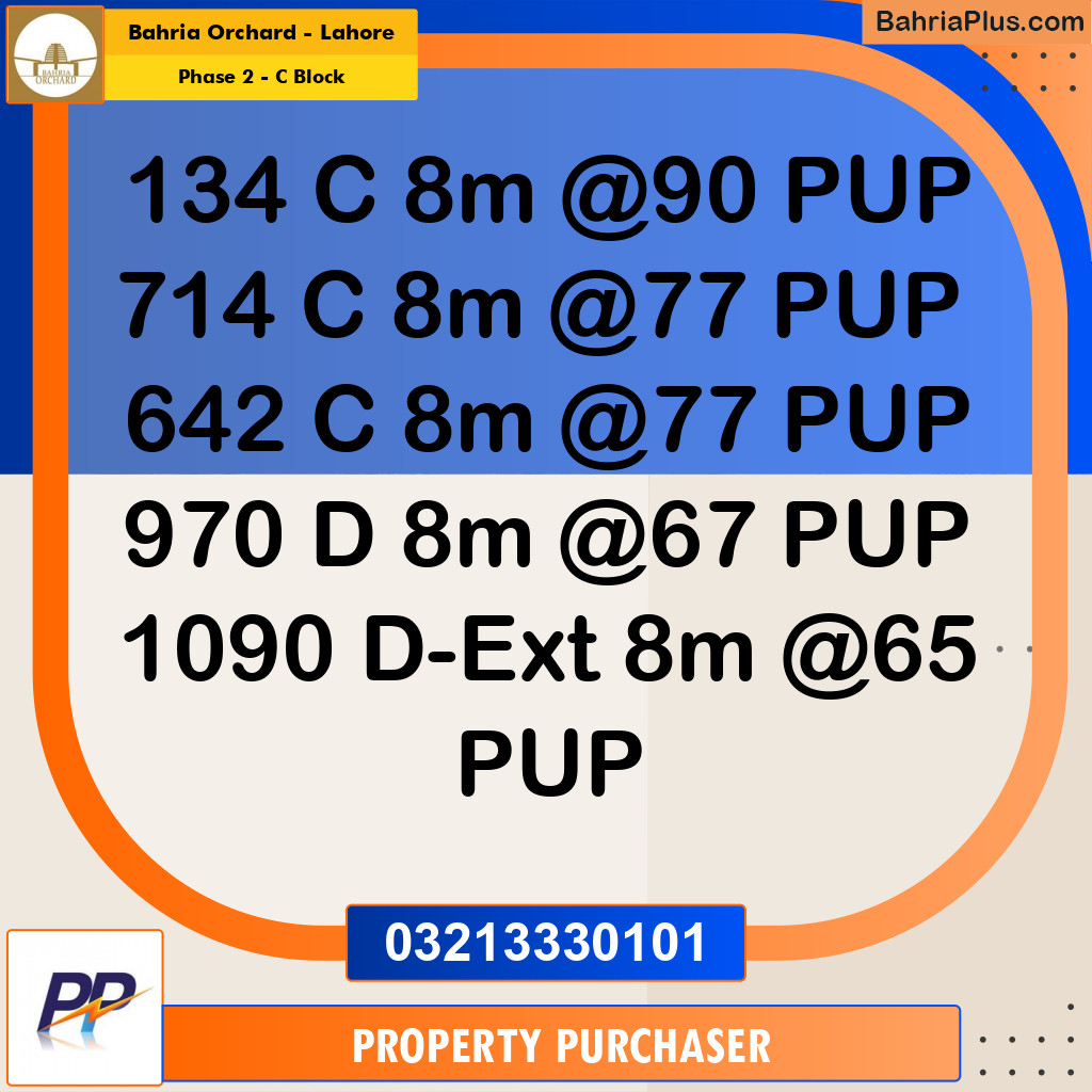 8 Marla Residential Plot for Sale in Phase 2 - C Block -  Bahria Orchard, Lahore - (BP-358434)