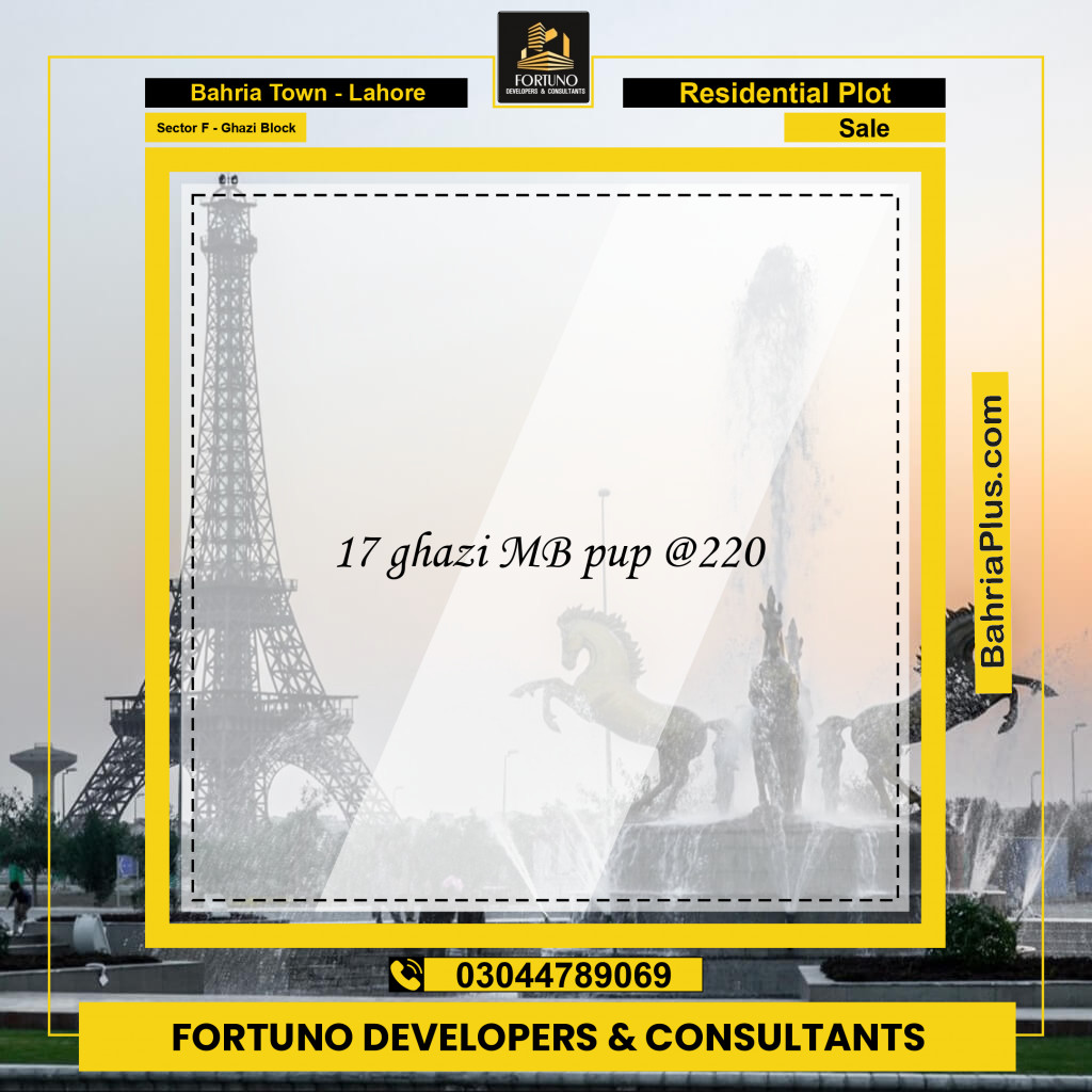 1 Kanal Residential Plot for Sale in Sector F - Ghazi Block -  Bahria Town, Lahore - (BP-358438)