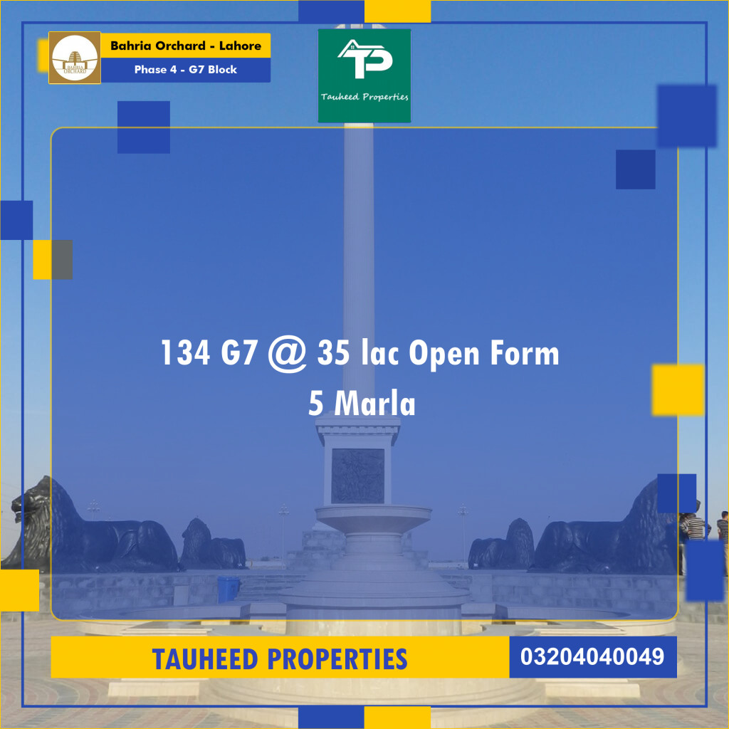 5 Marla Residential Plot for Sale in Phase 4 - G7 Block -  Bahria Orchard, Lahore - (BP-358476)