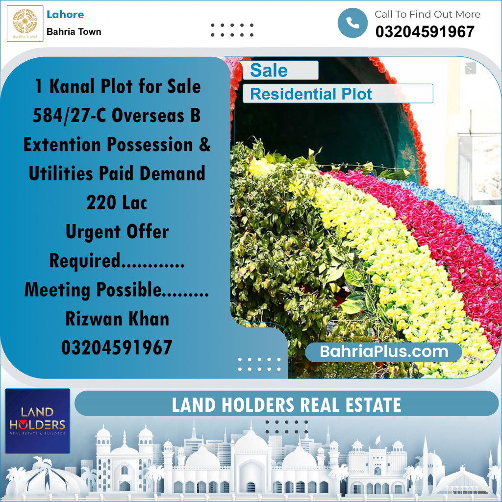 Residential Plot for Sale in Bahria Town, Lahore - (BP-358478)