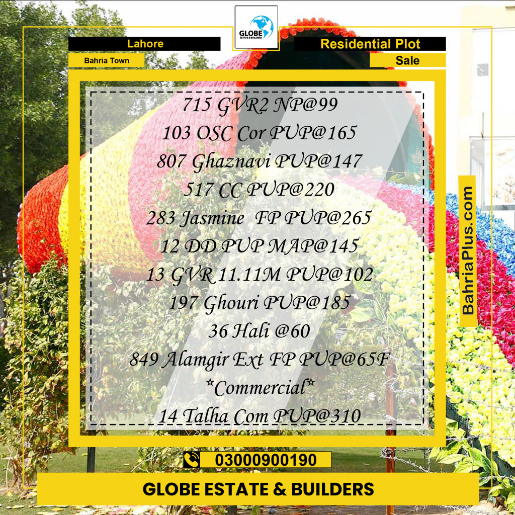 Residential Plot for Sale in Bahria Town, Lahore - (BP-358488)