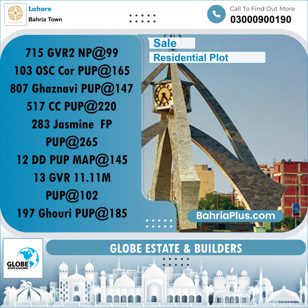 Residential Plot for Sale in Bahria Town, Lahore - (BP-358510)