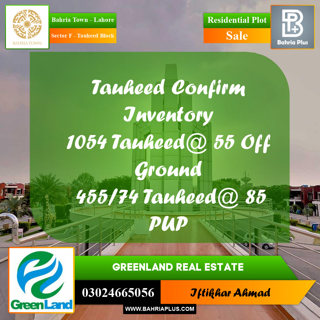 5 Marla Residential Plot for Sale in Sector F - Tauheed Block -  Bahria Town, Lahore - (BP-358514)