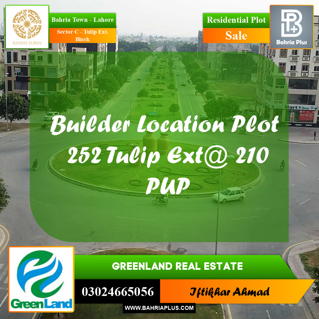 10 Marla Residential Plot for Sale in Sector C - Tulip Ext. Block -  Bahria Town, Lahore - (BP-358520)