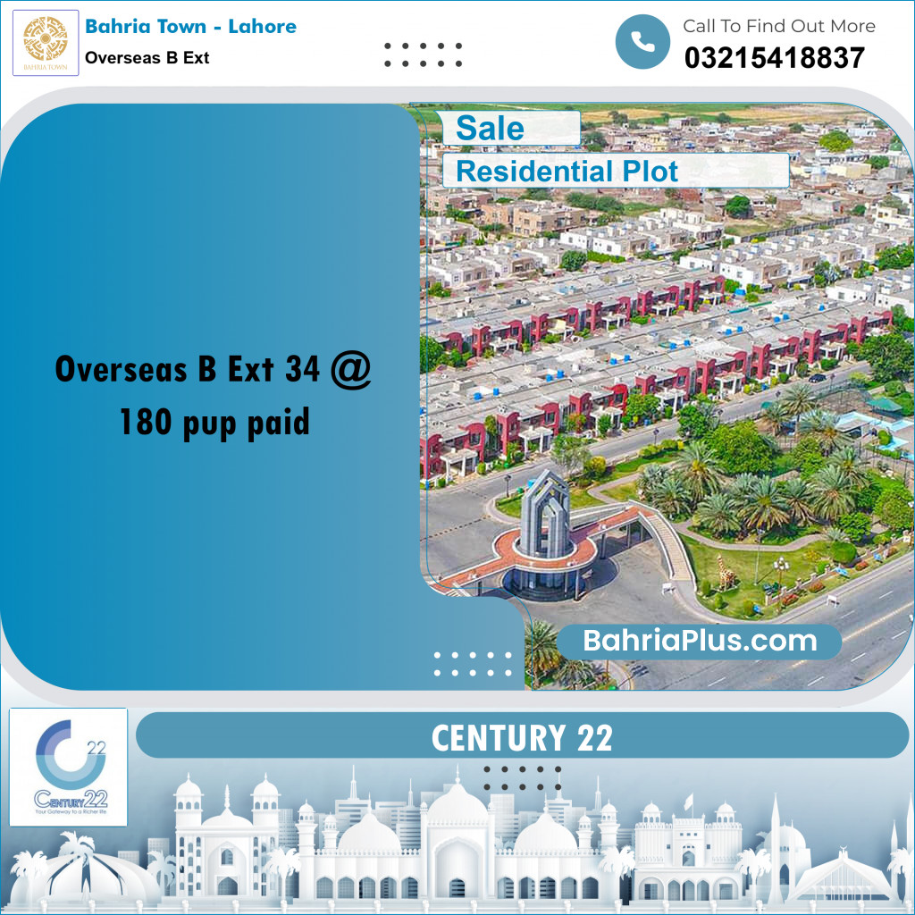 10 Marla Residential Plot for Sale in Overseas B Ext -  Bahria Town, Lahore - (BP-358589)