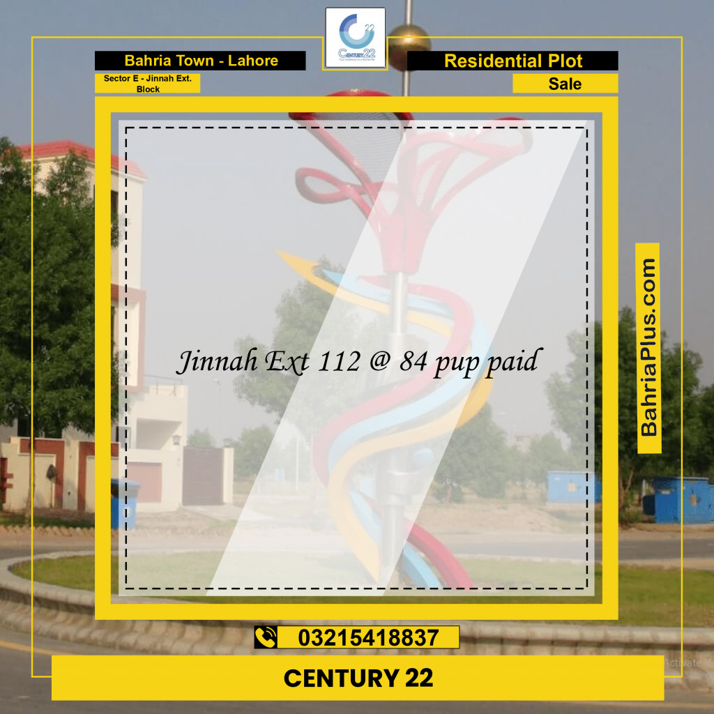 5 Marla Residential Plot for Sale in Sector E - Jinnah Ext. Block -  Bahria Town, Lahore - (BP-358592)