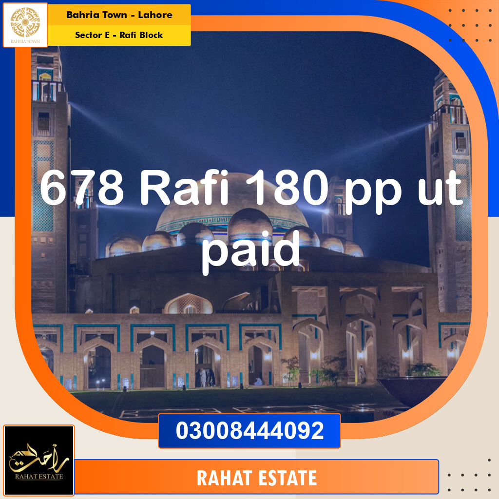 10 Marla Residential Plot for Sale in Sector E - Rafi Block -  Bahria Town, Lahore - (BP-358609)